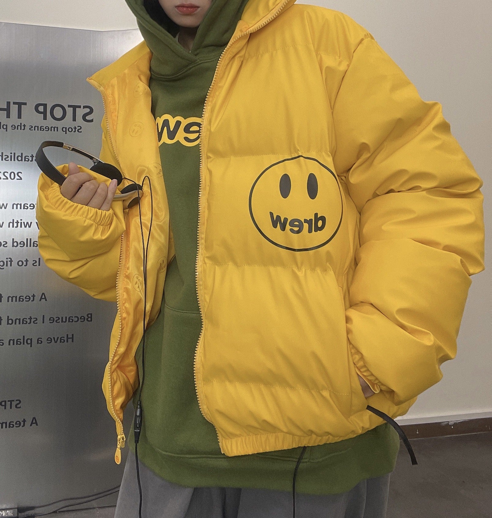 Jaqueta Puffer Mascot Simples "Amarelo" Drew House