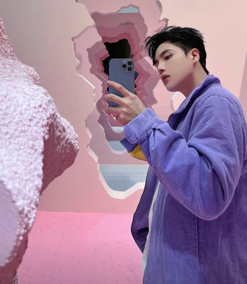 Jaqueta Canelada de Camurça "Lilás" Drew House