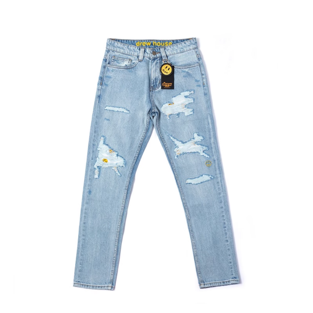 Calça Drew House Jeans Claro Rasgada