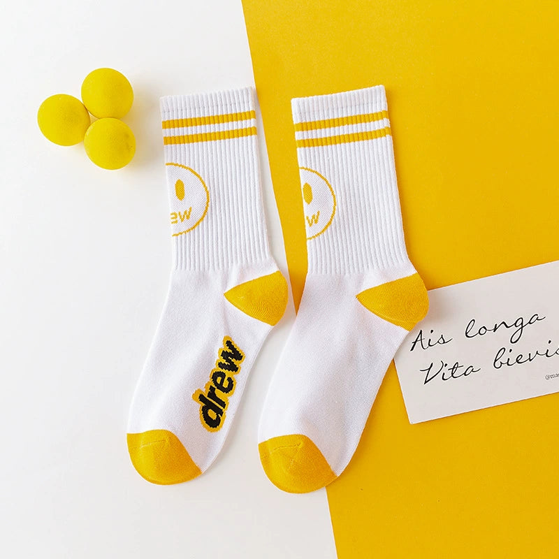 Meia Listrada Mascot "Amarela e Branca" - PRONTA ENTREGA