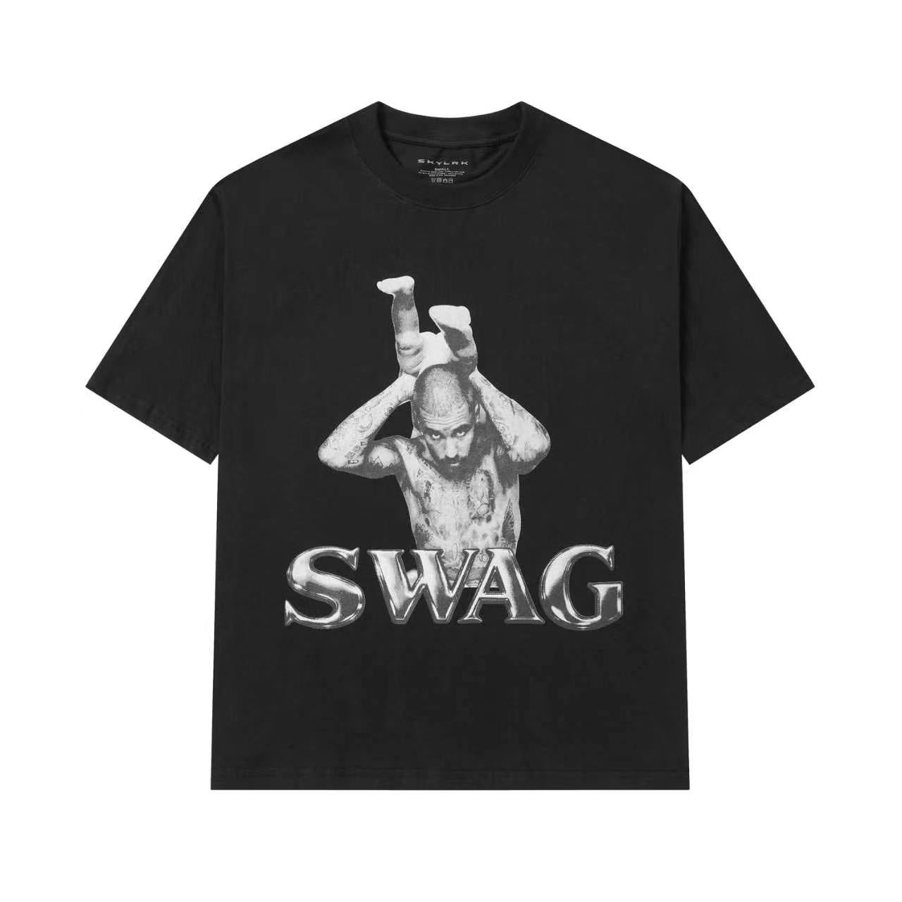 Camiseta Preta Streetwear "SWAG" SKYLRK Justin Bieber Coachella 2026