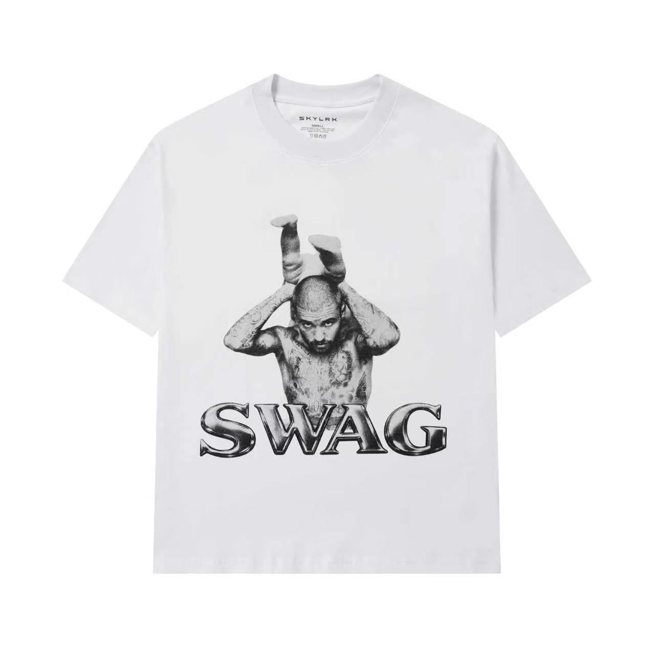 Camiseta Branca Streetwear "SWAG" SKYLRK Justin Bieber Coachella 2026