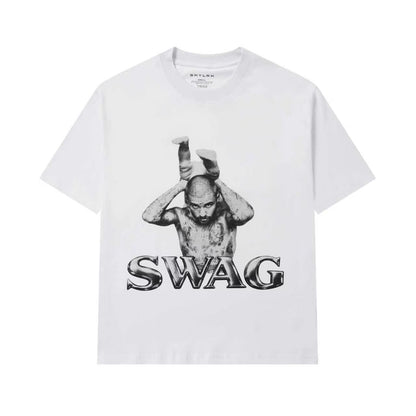 Camiseta Branca Streetwear "SWAG" SKYLRK Justin Bieber Coachella 2026