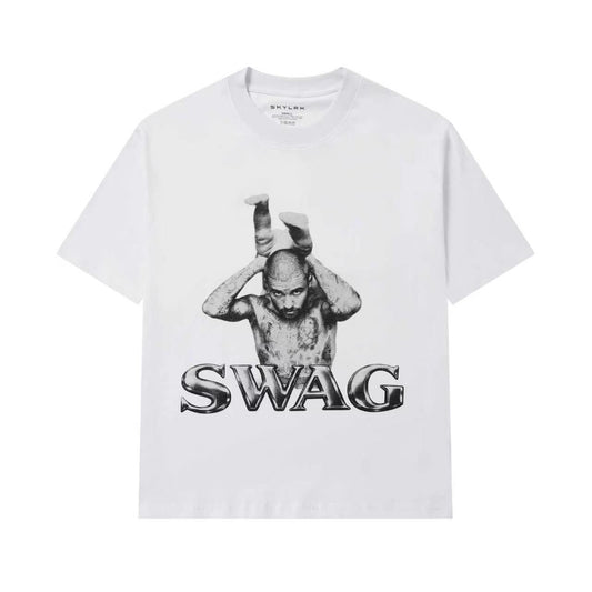 Camiseta Branca Streetwear "SWAG" SKYLRK Justin Bieber Coachella 2026
