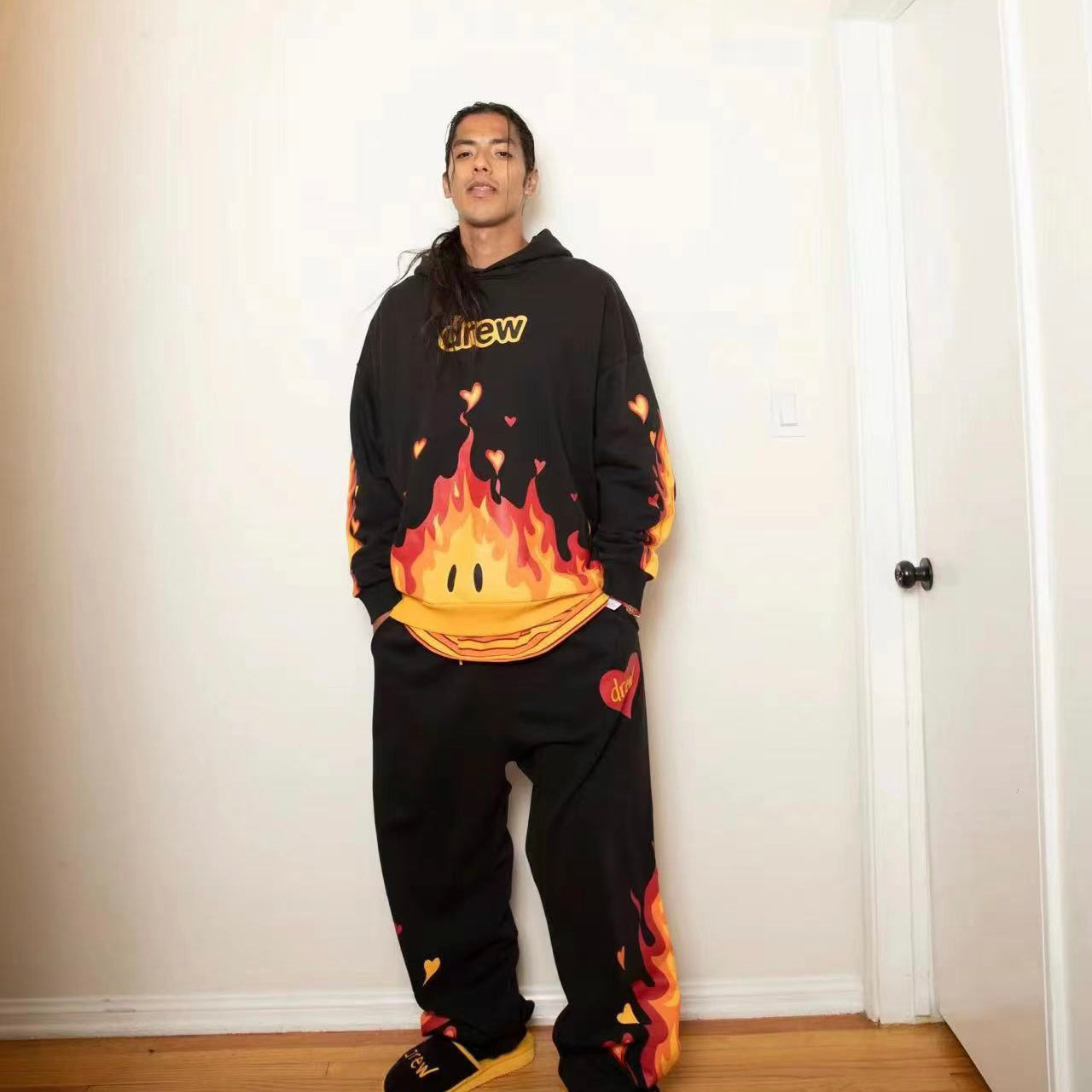 Moletom Drew House "Heart in Flame" Black - PRONTA ENTREGA